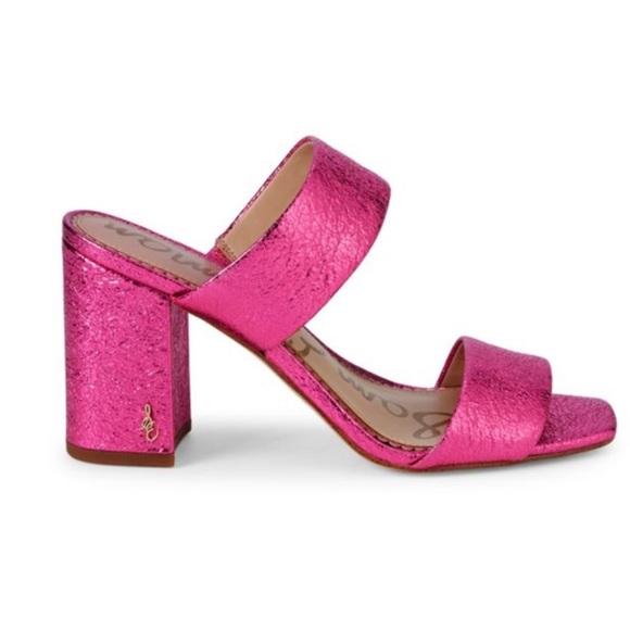 Sam Edelman Delaney Metallic Leather Mules. Size 7 Pom Pink - Picture 13 of 14
